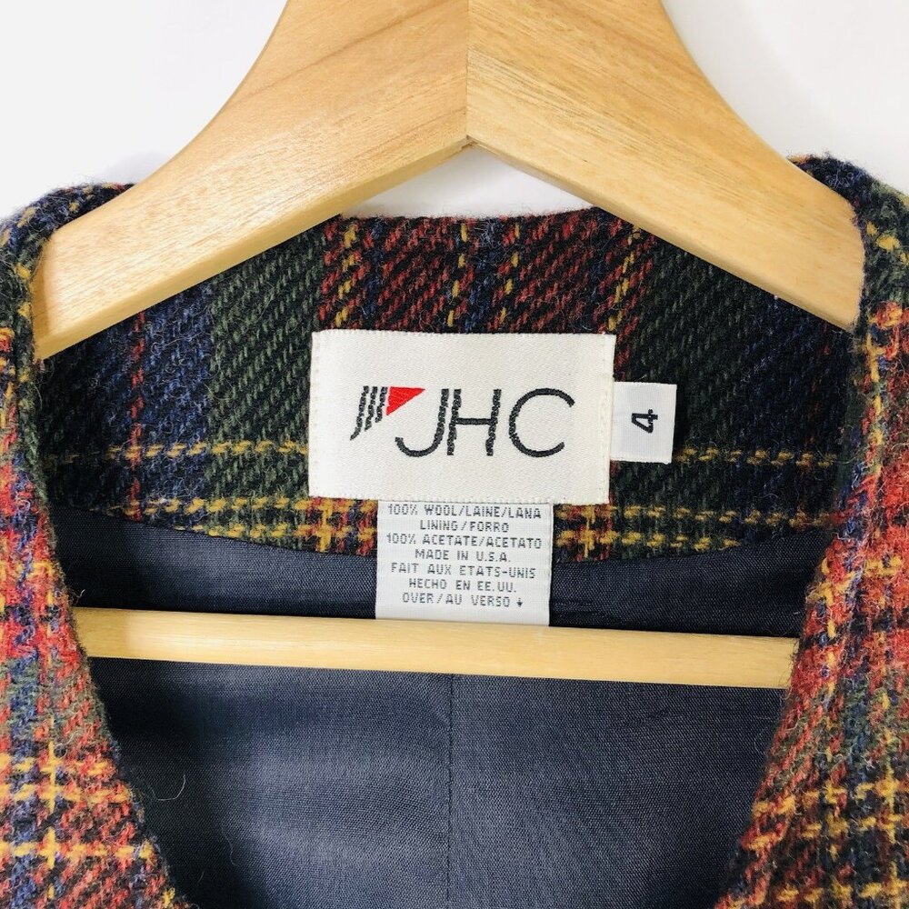 JH Collectibles 100% Wool Plaid Vest Womens Sz 4 Preppy Academia Fall Christmas - Picture 2 of 4